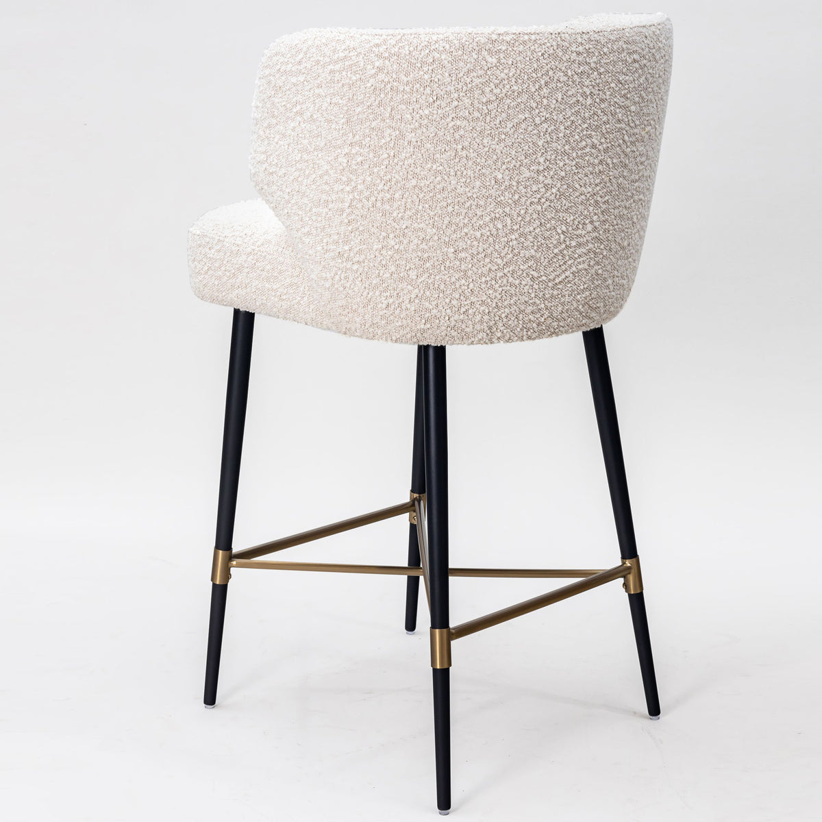 Andre counter stool, white bouclé