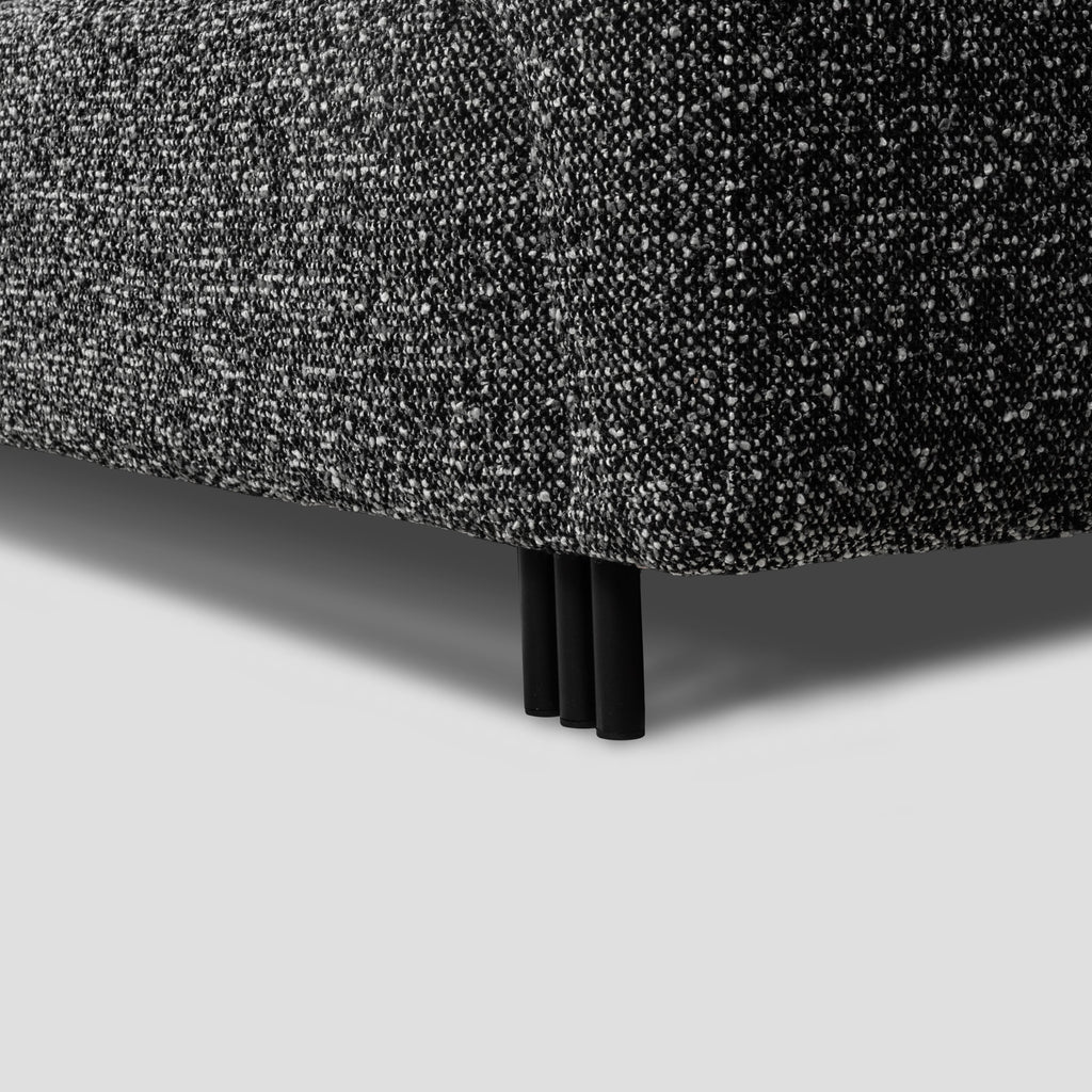 Bergman M 247 cm straight three-seater sofa, black and white bouclé