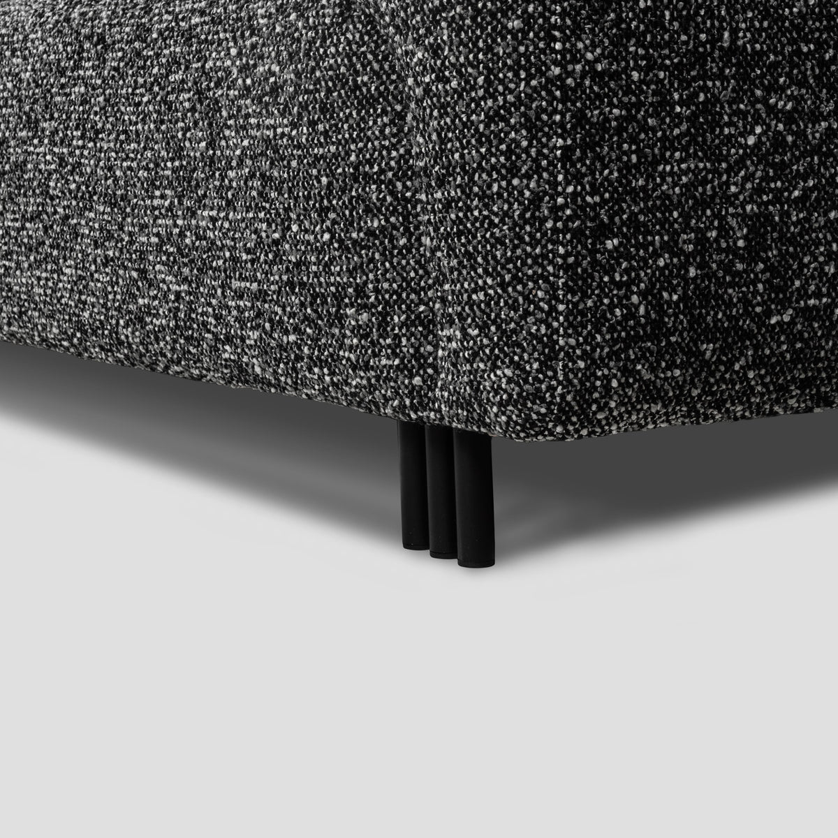 Bergman M 247 cm straight three-seater sofa, black and white bouclé