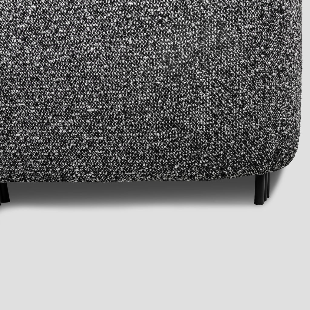 Bergman M 247 cm straight three-seater sofa, black and white bouclé