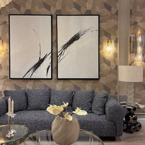 Bergman M 247 cm straight three-seater sofa, black and white bouclé