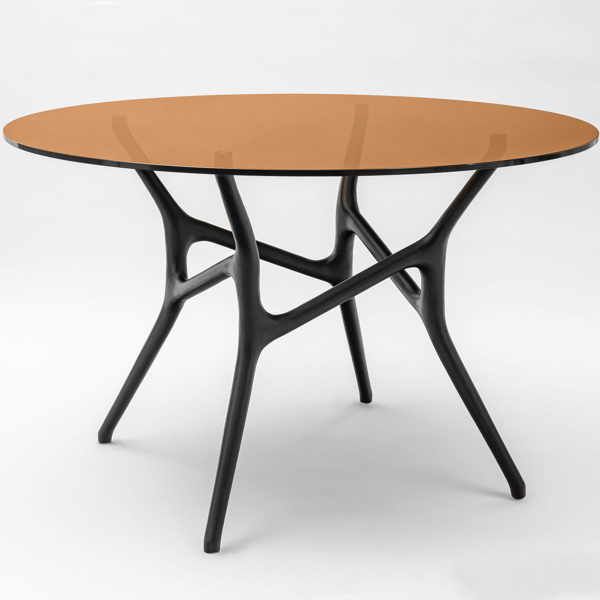 Ash round dining table, glass tabletop, 120 cm