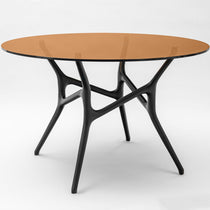 Ash round dining table, glass tabletop, 120 cm