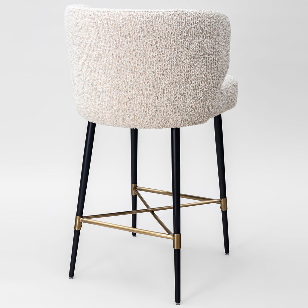 Andre counter stool, white bouclé