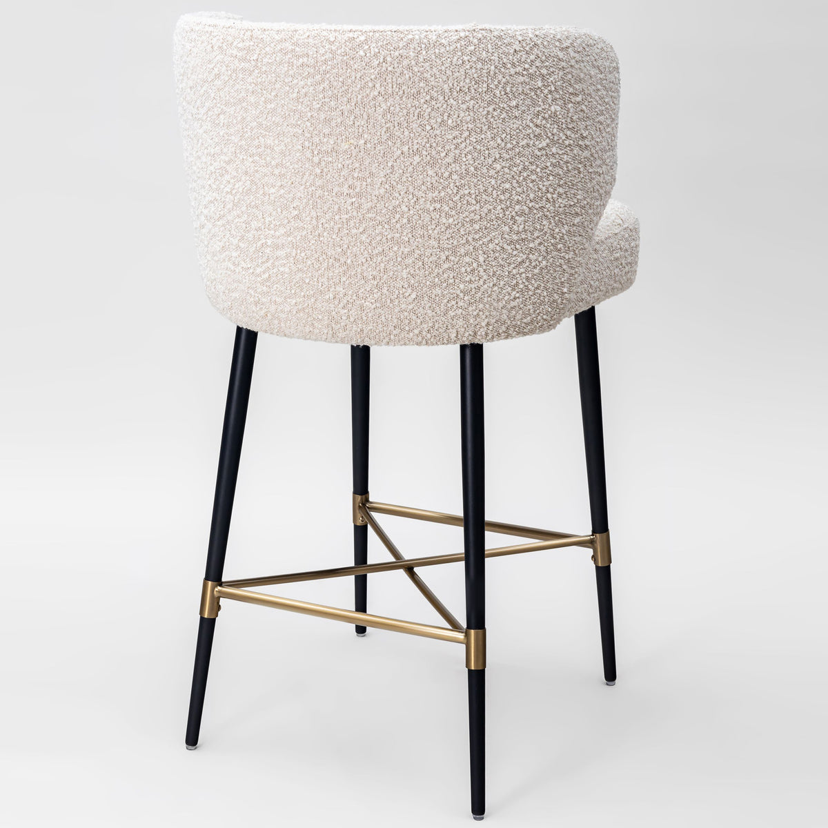 Andre counter stool, white bouclé