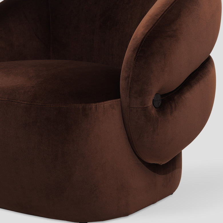 Scar armchair, 90 cm, dark brown velour