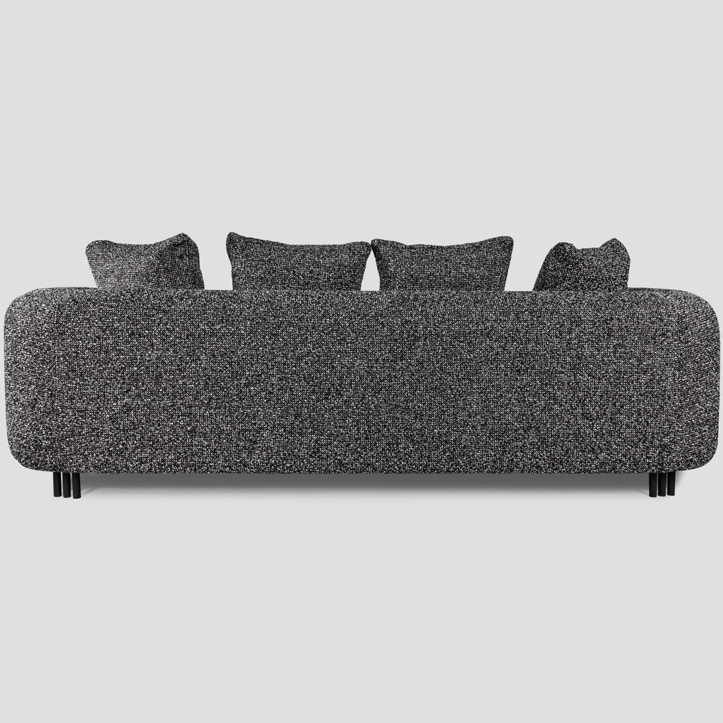 Bergman M 247 cm straight three-seater sofa, black and white bouclé