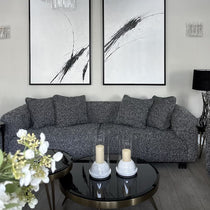 Bergman M 247 cm straight three-seater sofa, black and white bouclé