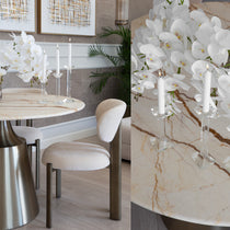 Larus round dining table, marble tabletop, 120 cm