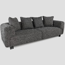 Bergman M 247 cm straight three-seater sofa, black and white bouclé