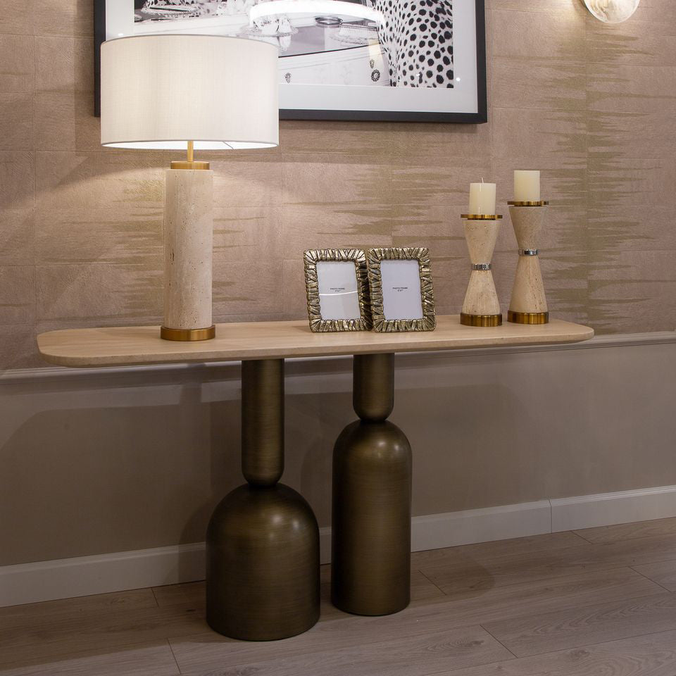 Console Perrot travertine brass