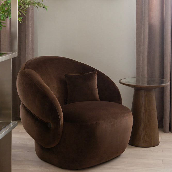 Scar armchair, 90 cm, dark brown velour