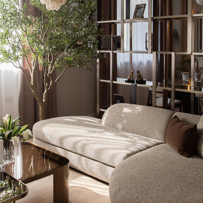 Ferrara corner sofa, 300 cm, burlap-weave fabric
