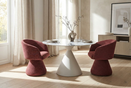 EVA chairs in Merlot Vein around a dining table