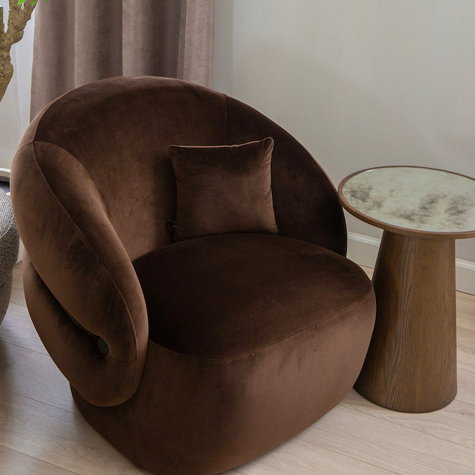 Scar armchair, 90 cm, dark brown velour