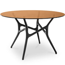 Ash round dining table, glass tabletop, 120 cm