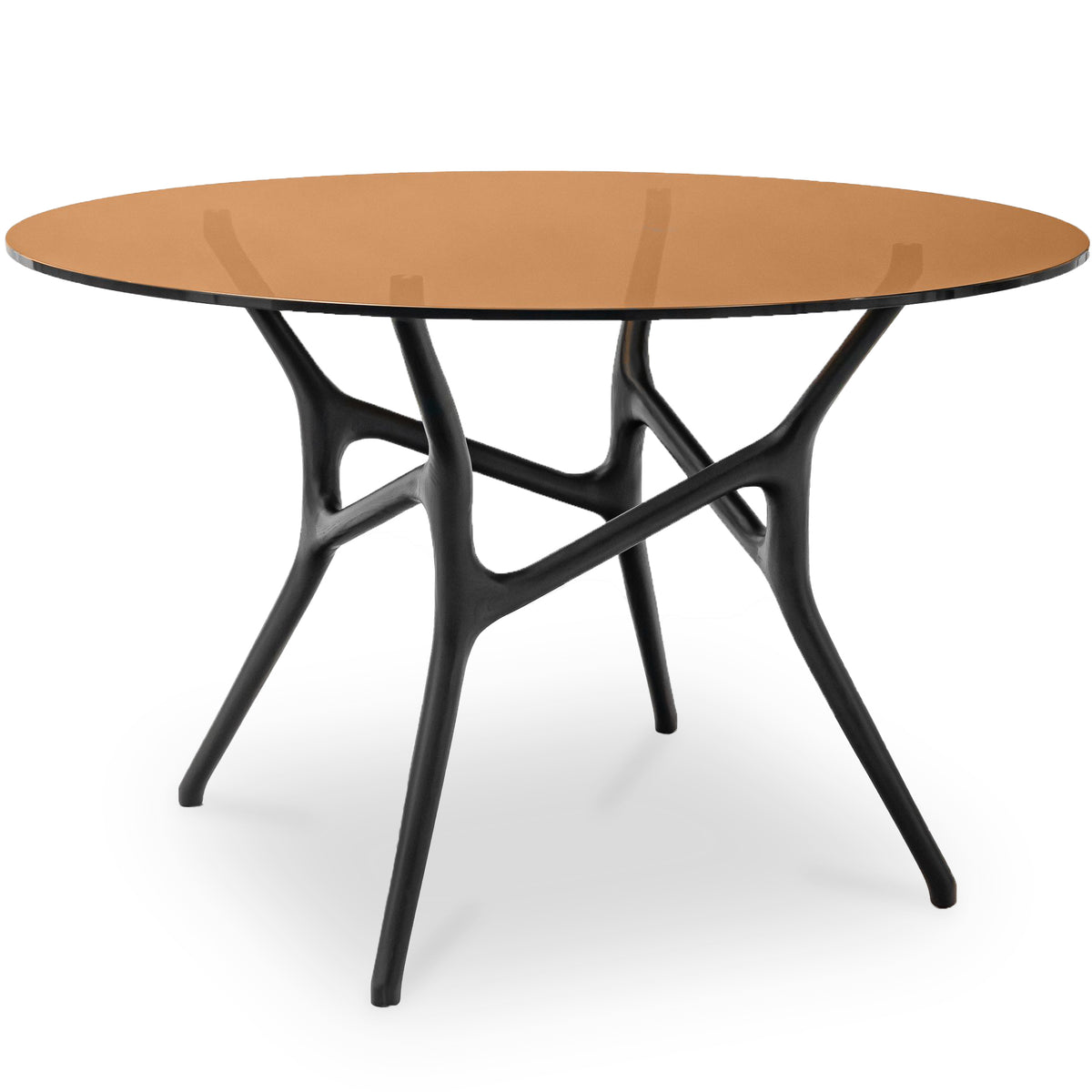 Ash round dining table, glass tabletop, 120 cm