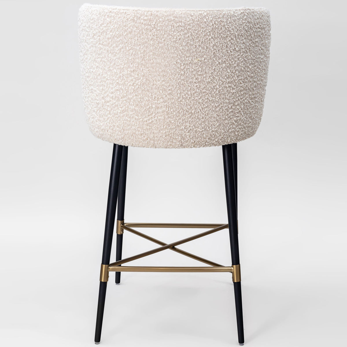 Andre counter stool, white bouclé