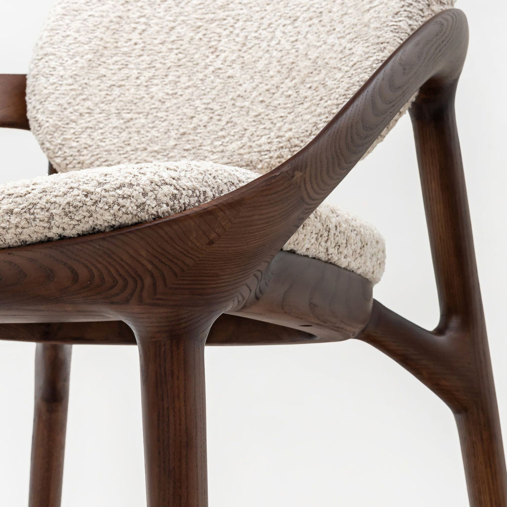 Willow dining chair, light beige melange bouclé
