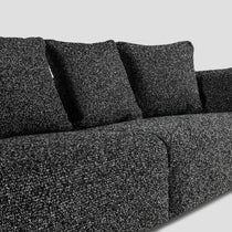 Bergman M 247 cm straight three-seater sofa, black and white bouclé