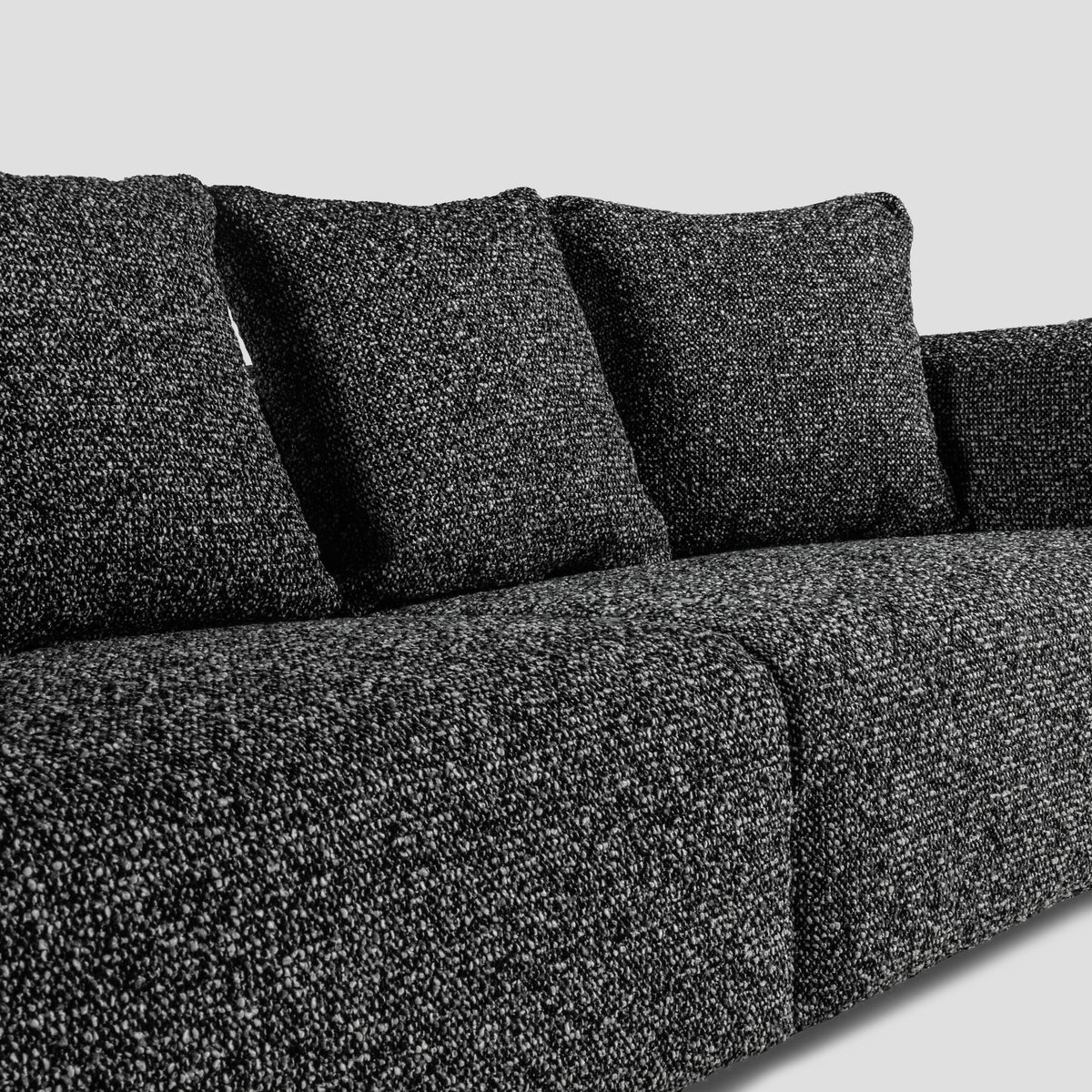 Bergman M 247 cm straight three-seater sofa, black and white bouclé