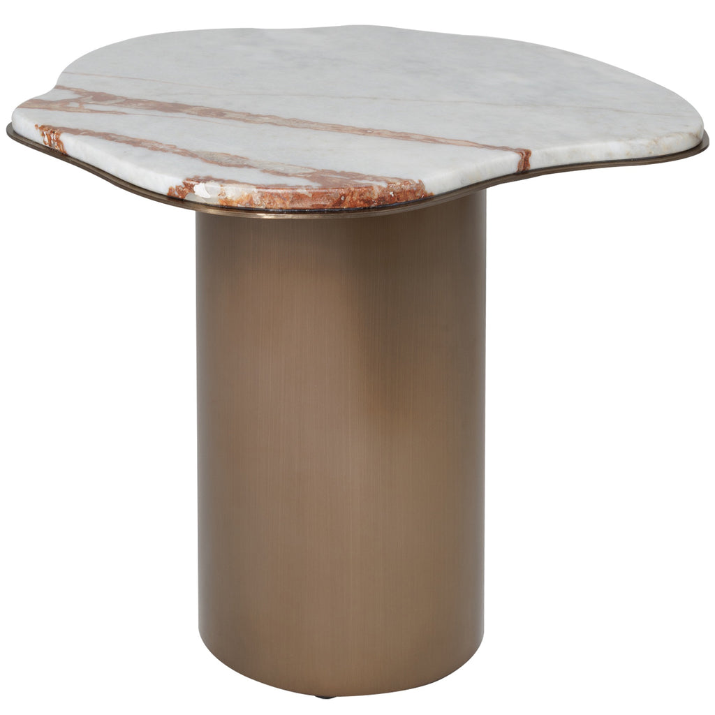 Istres side table with a shaped design and a marble tabletop
