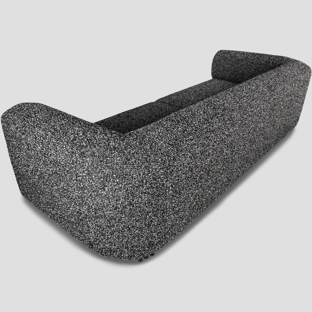 Bergman M 247 cm straight three-seater sofa, black and white bouclé