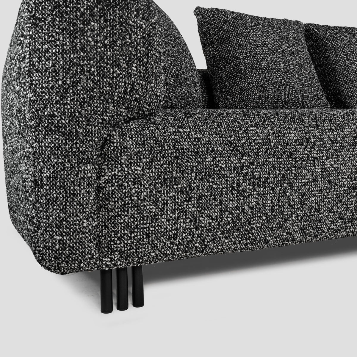 Bergman M 247 cm straight three-seater sofa, black and white bouclé