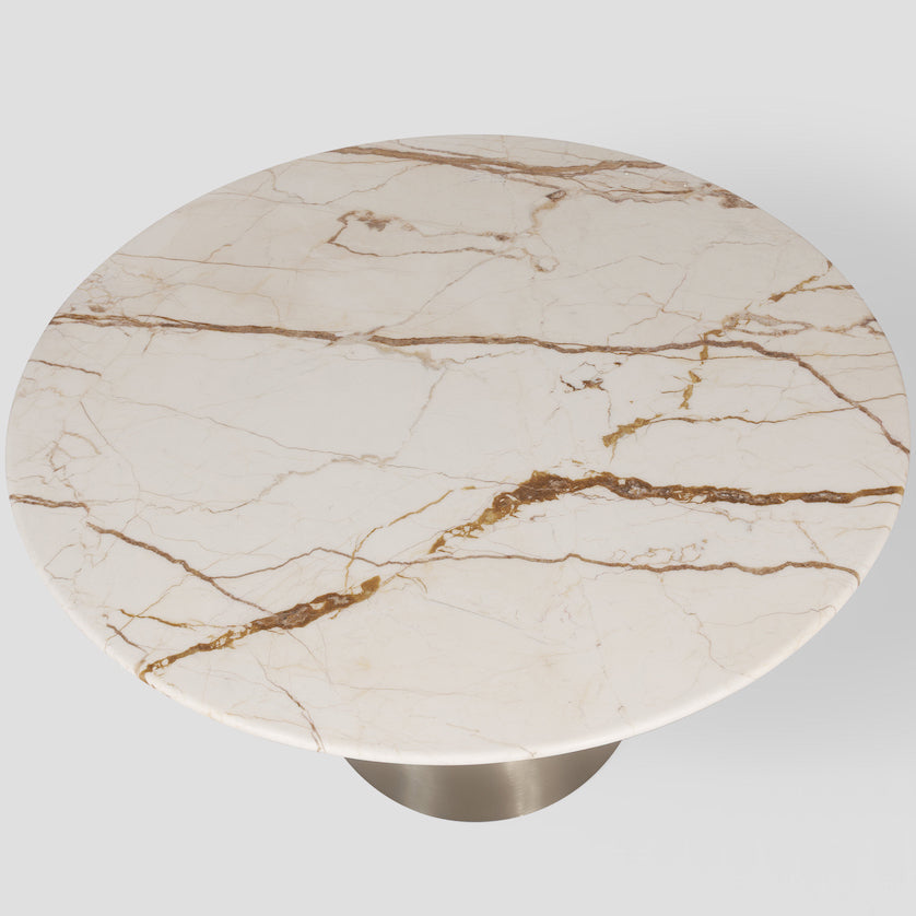 Larus round dining table, marble tabletop, 120 cm
