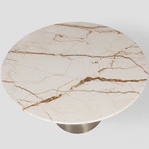 Larus round dining table, marble tabletop, 120 cm
