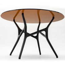 Ash round dining table, glass tabletop, 120 cm