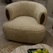 Blume swivel armchair, 89 cm, genuine sheepskin