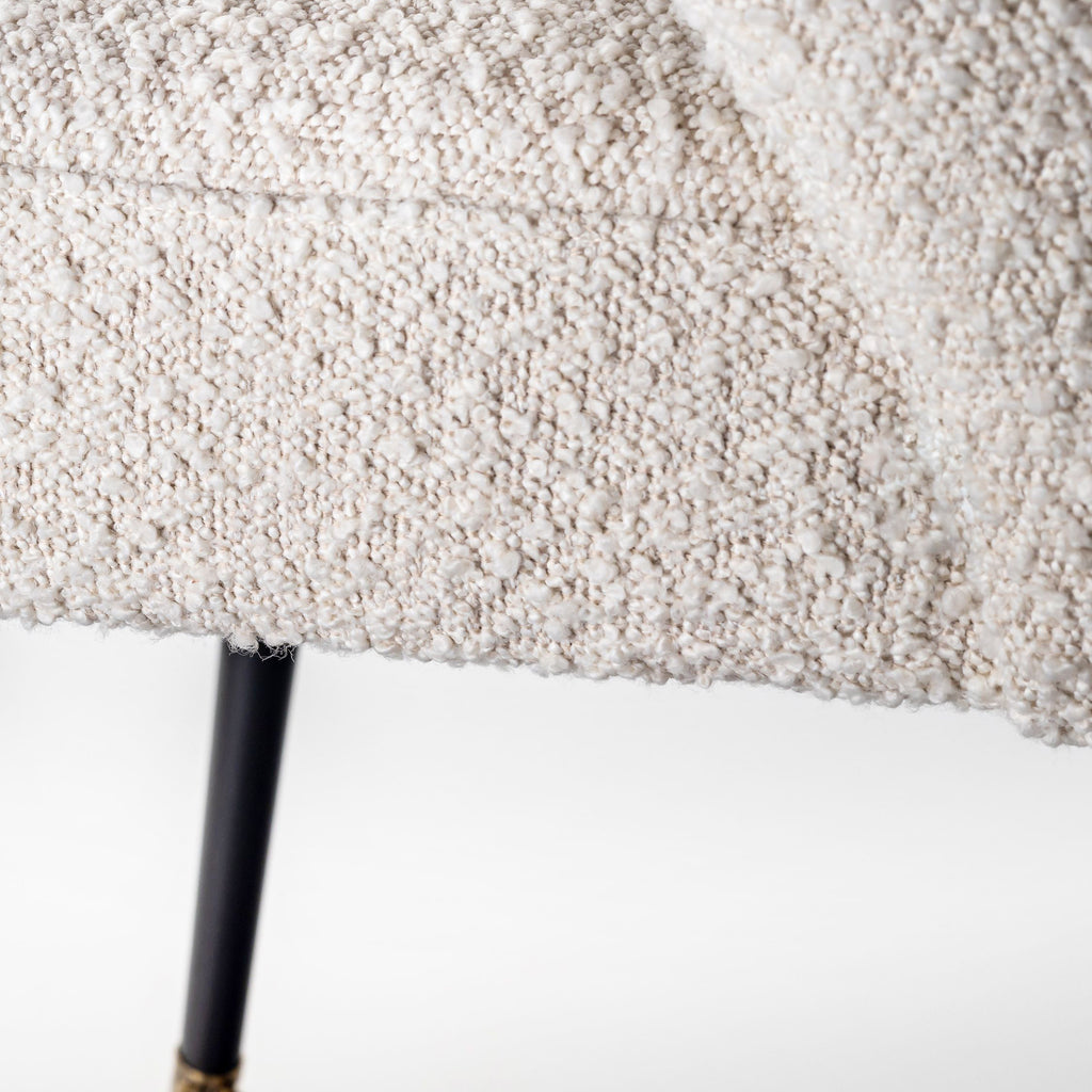 Andre counter stool, white bouclé
