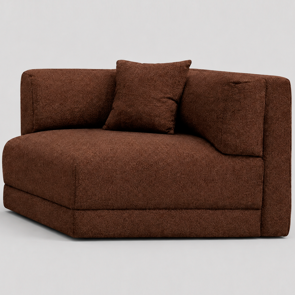 Liora modular corner sofa (right/left-hand configuration), 308 cm, brown melange bouclé