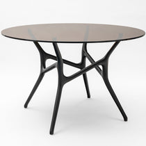 Ash round dining table, glass tabletop, 120 cm