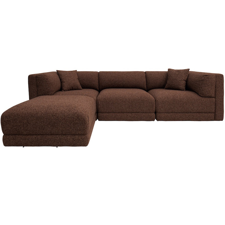 Liora modular corner sofa (right/left-hand configuration), 308 cm, brown melange bouclé